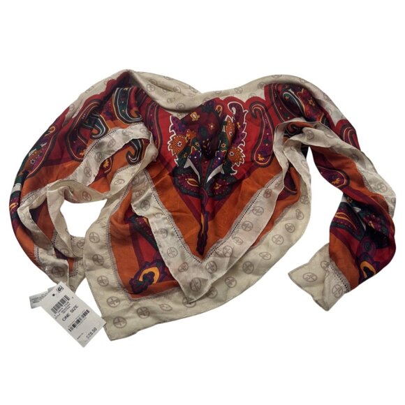 Giani Bernini Logo Paisley Border Printed Scarf, Neutral-multi, 36" x 36" - Picture 6 of 13